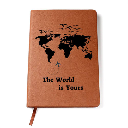 "The World is Yours" Vegan Leather Journal - Beautiful Notebook