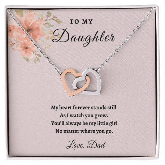 "To My Daughter" Love Dad. Interlocking Hearts Necklace